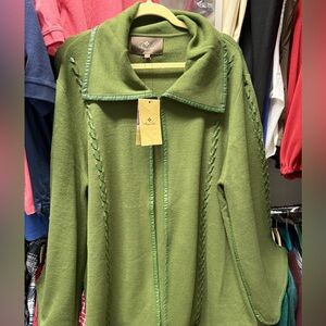 Patricia Nash brand new cape/sweater in olive green.